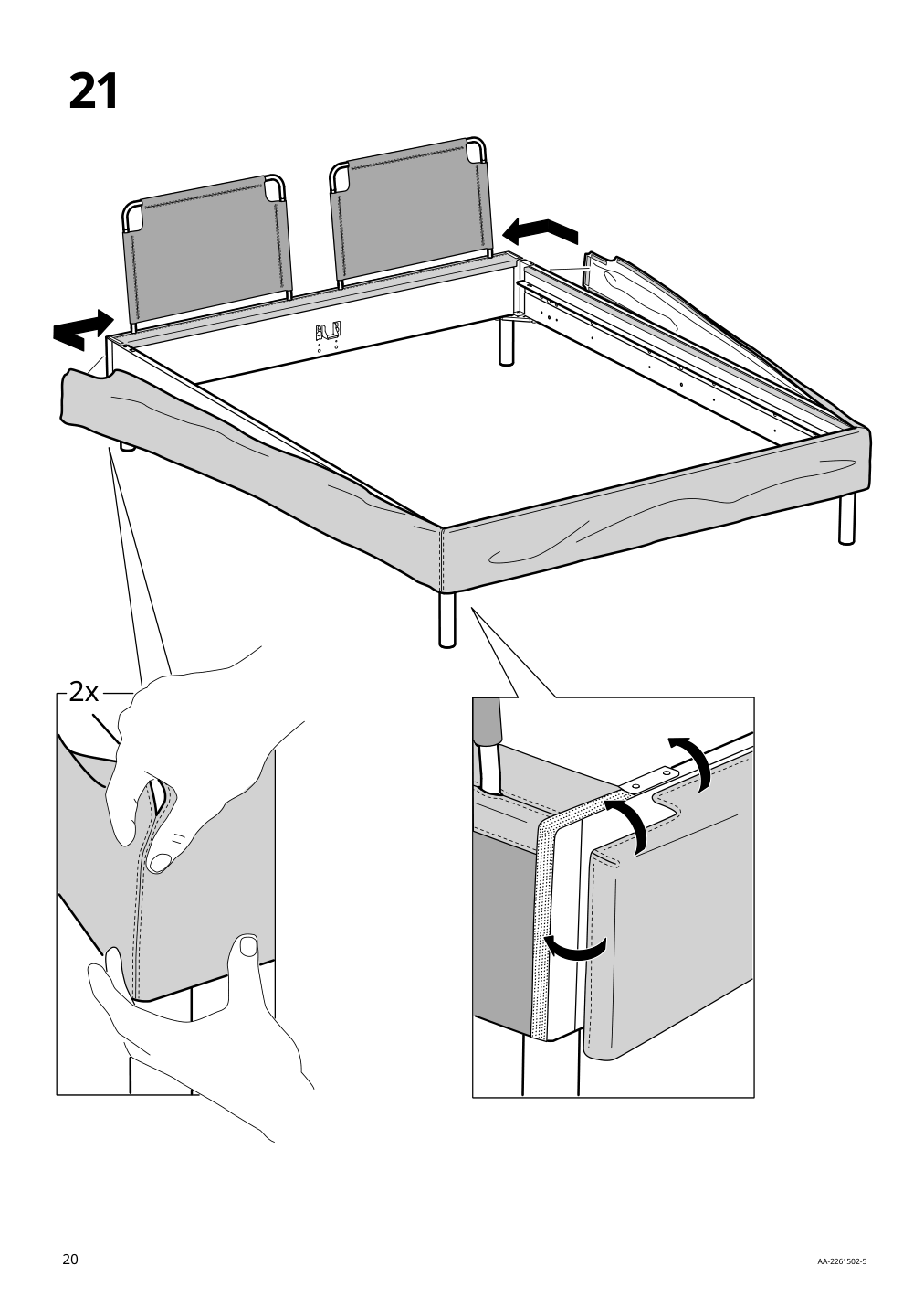 Assembly instructions for IKEA Sagesund upholstered bed frame diseroed brown | Page 20 - IKEA SAGESUND upholstered bed frame 194.965.00