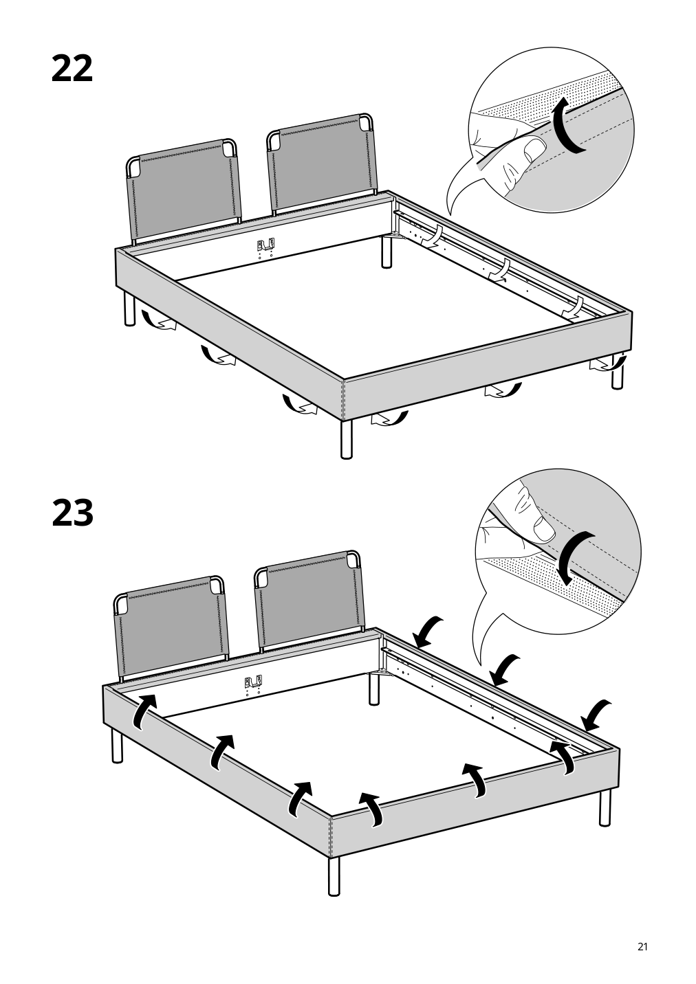 Assembly instructions for IKEA Sagesund upholstered bed frame diseroed brown | Page 21 - IKEA SAGESUND upholstered bed frame 194.965.00