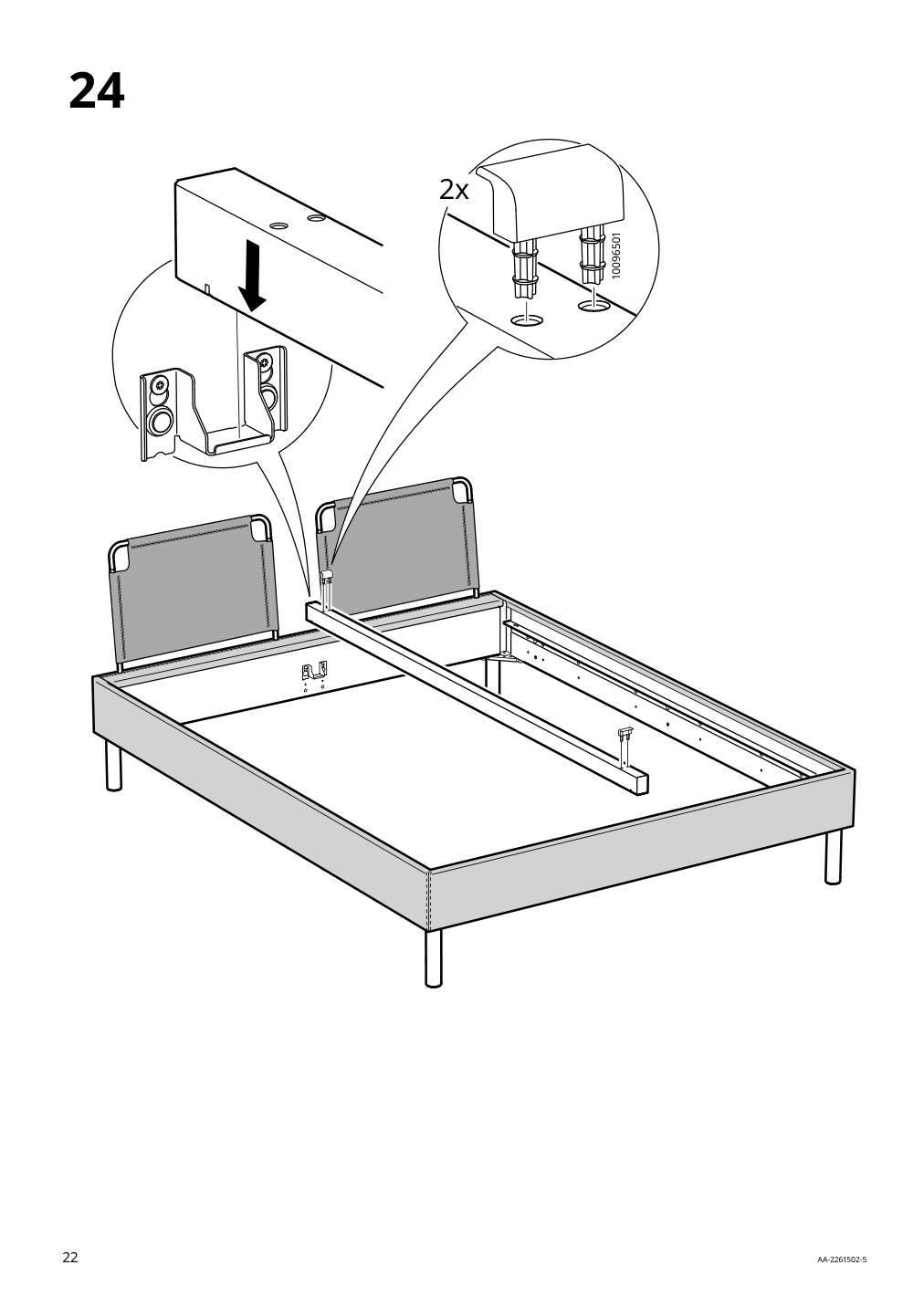 Assembly instructions for IKEA Sagesund upholstered bed frame diseroed brown | Page 22 - IKEA SAGESUND upholstered bed frame 304.903.80