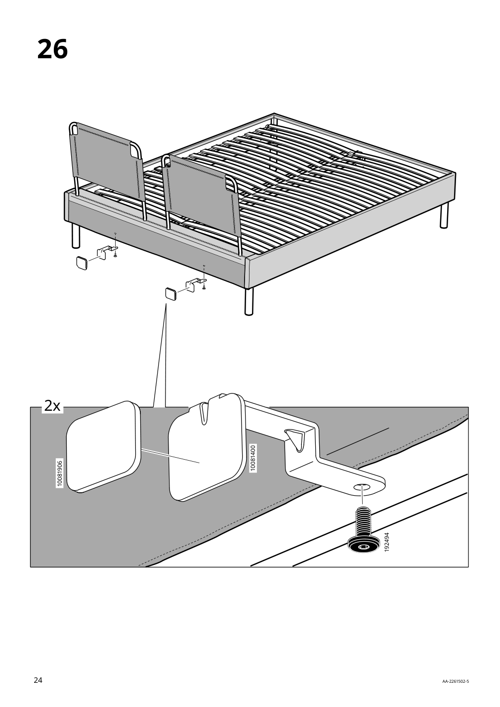 Assembly instructions for IKEA Sagesund upholstered bed frame diseroed brown | Page 24 - IKEA SAGESUND upholstered bed frame 194.965.00