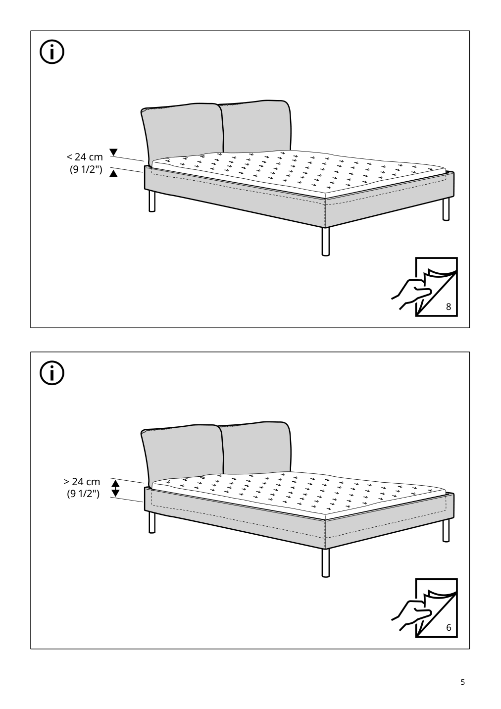 Assembly instructions for IKEA Sagesund upholstered bed frame diseroed brown | Page 5 - IKEA SAGESUND upholstered bed frame 194.965.00