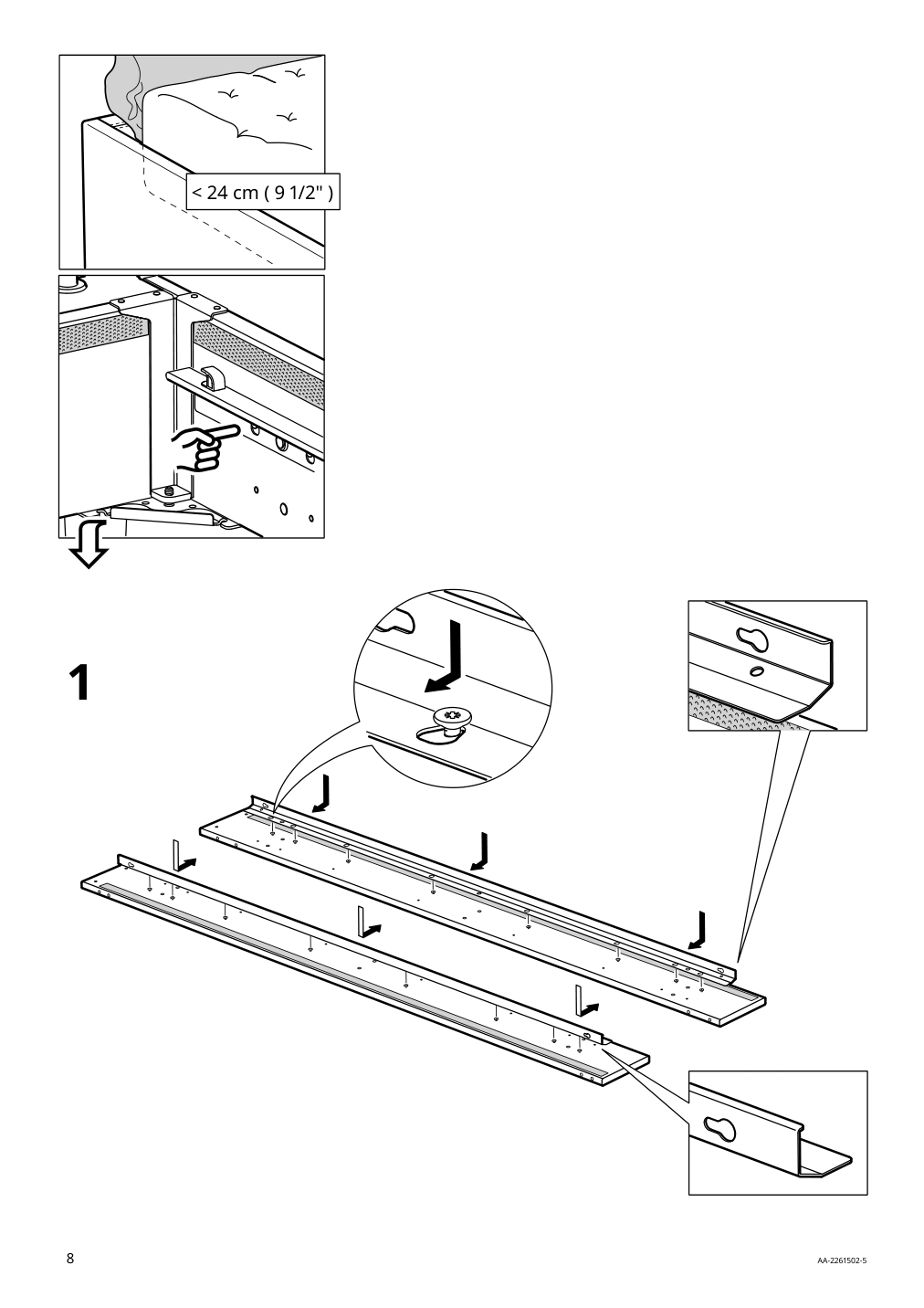 Assembly instructions for IKEA Sagesund upholstered bed frame diseroed brown | Page 8 - IKEA SAGESUND upholstered bed frame 194.965.00