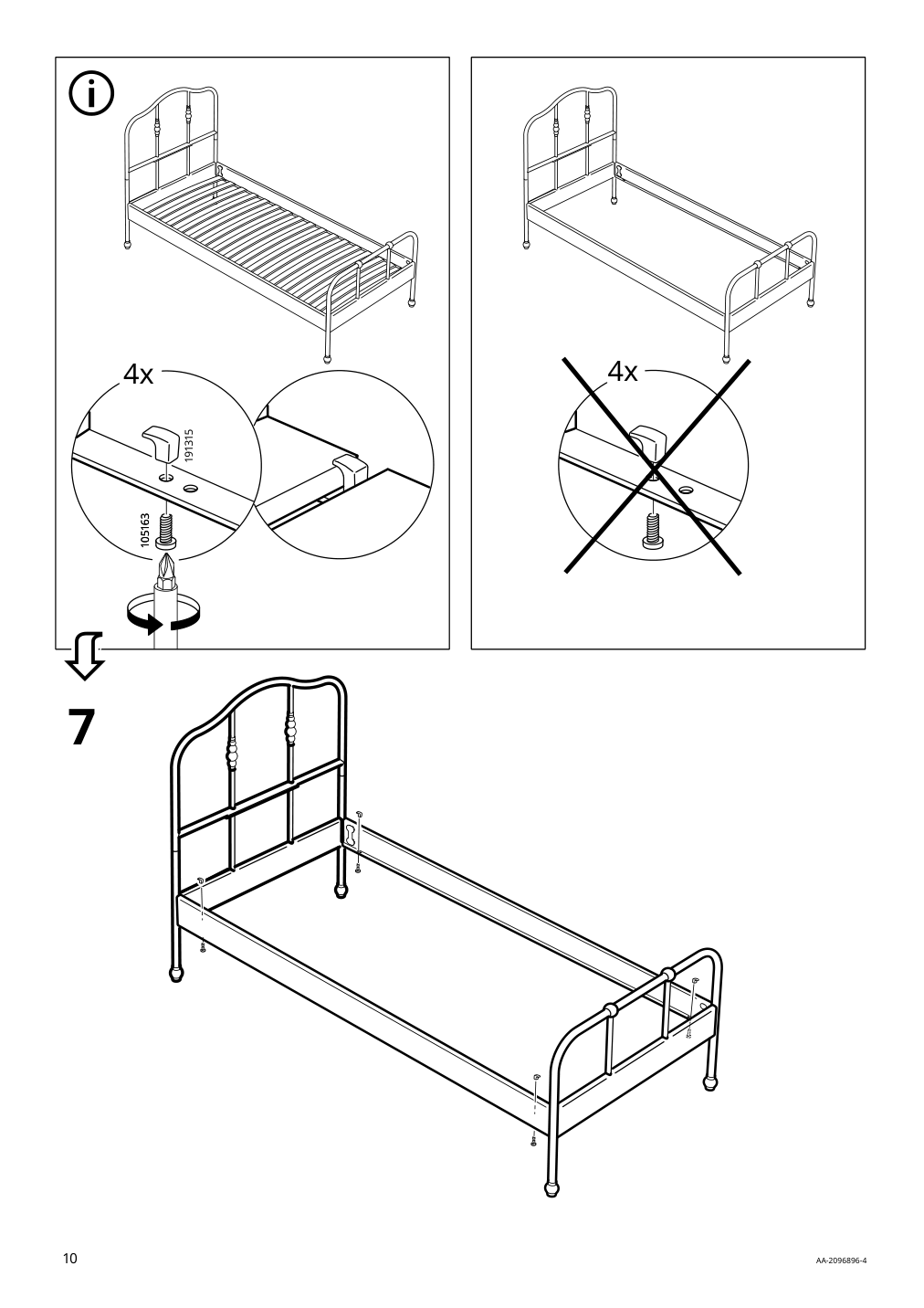 Assembly instructions for IKEA Sagstua head footboards white | Page 10 - IKEA SAGSTUA bed frame 092.596.22