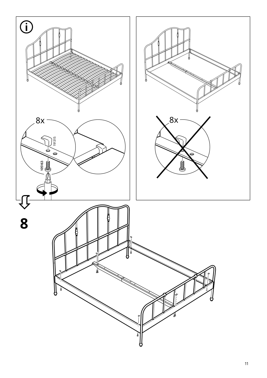 Assembly instructions for IKEA Sagstua head footboards white | Page 11 - IKEA SAGSTUA bed frame 492.542.41