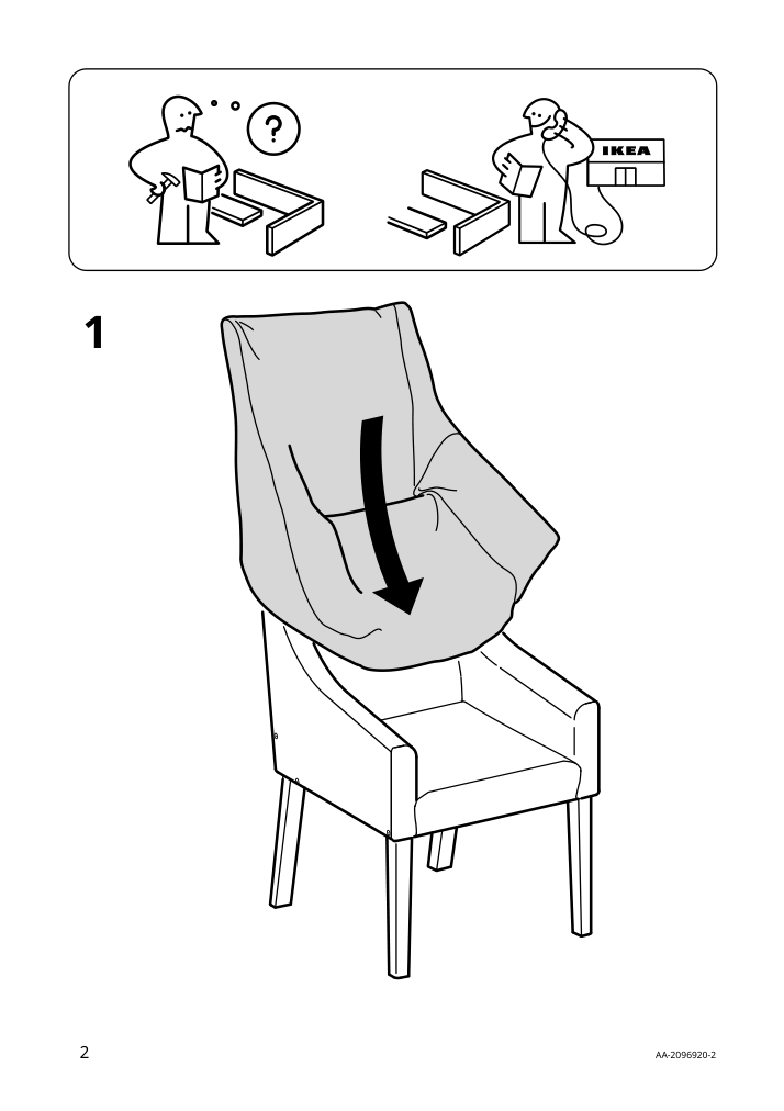 Assembly instructions for IKEA Sakarias armchair cover lingbo multicolor dark | Page 2 - IKEA SAKARIAS armchair cover 304.127.21