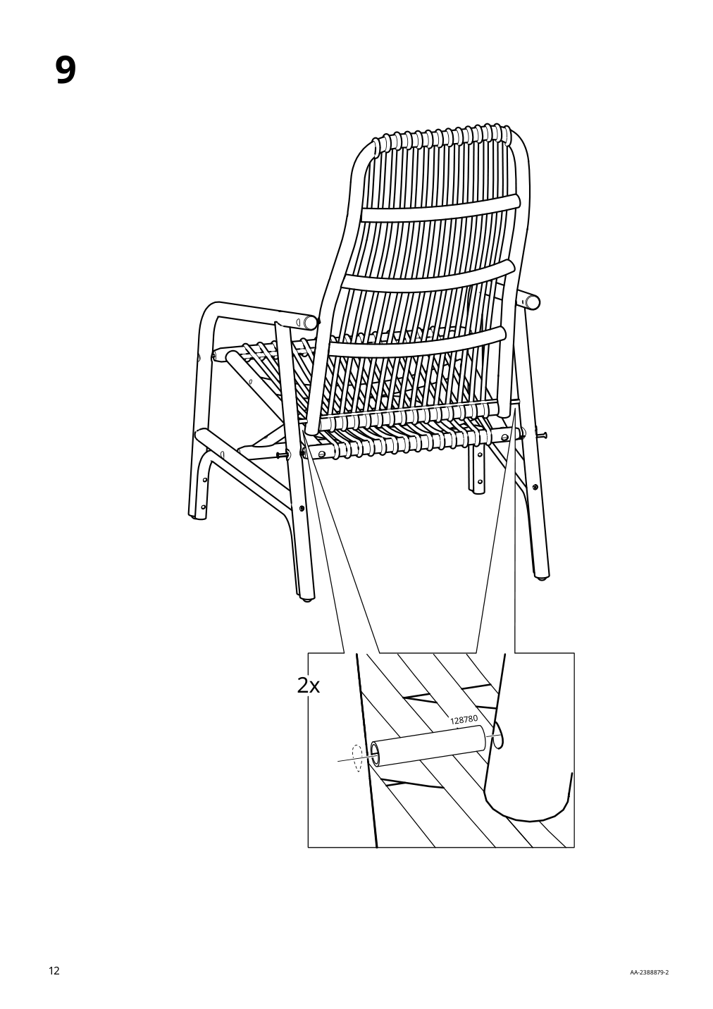 Assembly instructions for IKEA Salnoe armchair rattan | Page 12 - IKEA SALNÖ / GRYTTOM chair with cushion 195.344.13