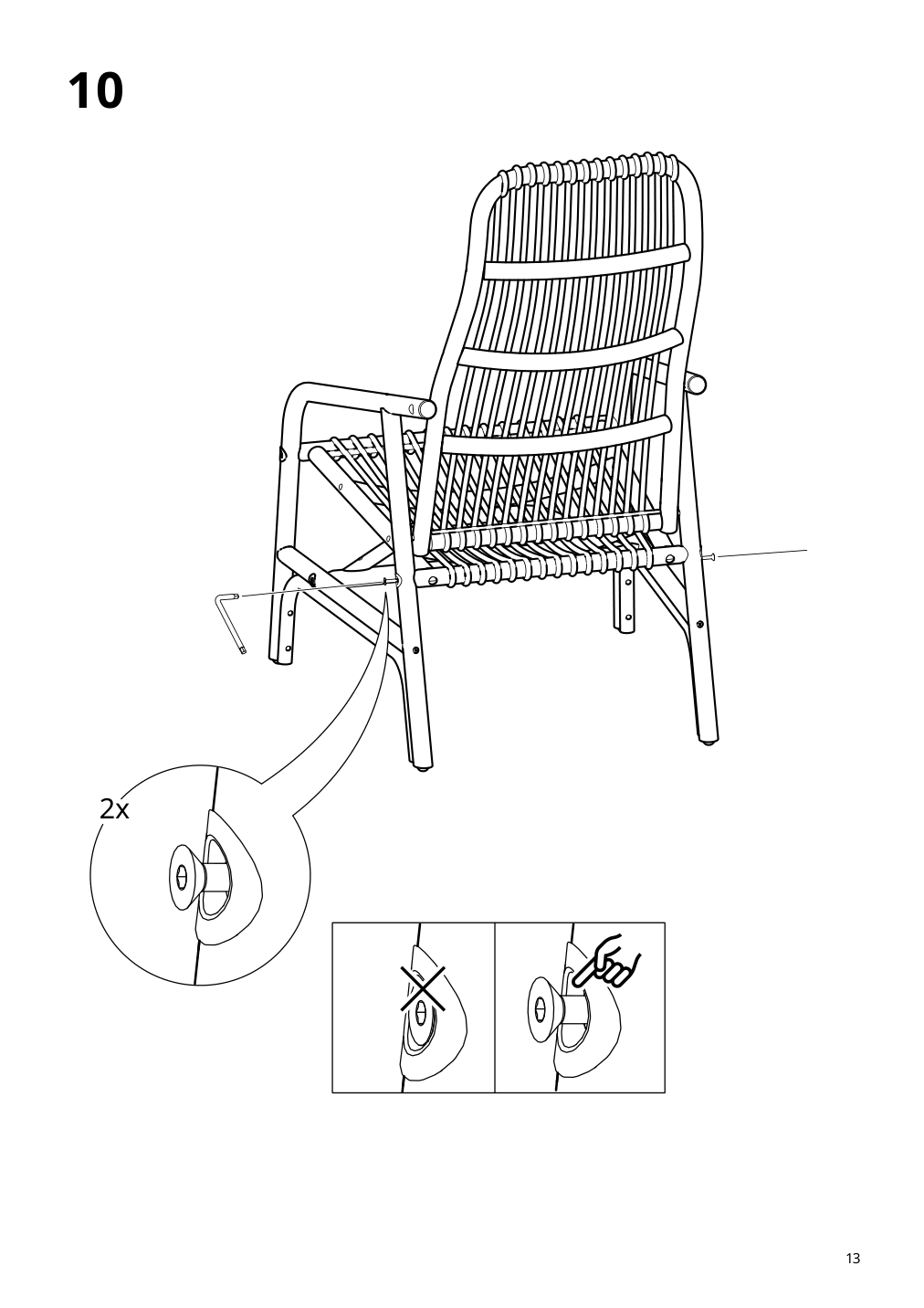 Assembly instructions for IKEA Salnoe armchair rattan | Page 13 - IKEA SALNÖ / GRYTTOM chair with cushion 195.344.13