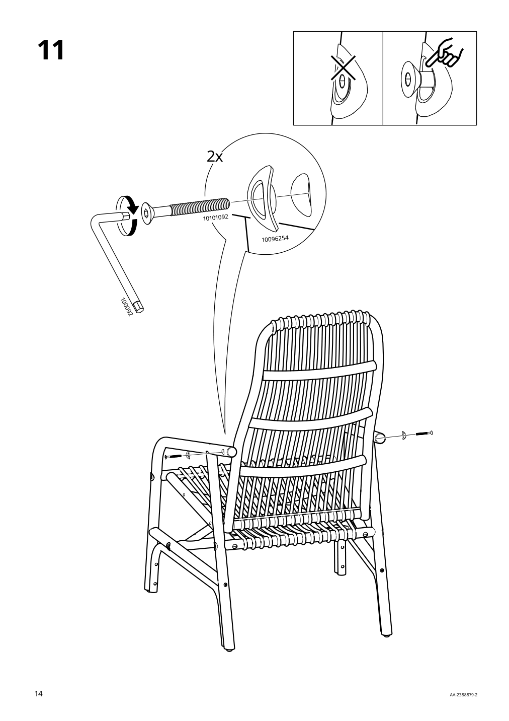 Assembly instructions for IKEA Salnoe armchair rattan | Page 14 - IKEA SALNÖ / GRYTTOM chair with cushion 195.344.13