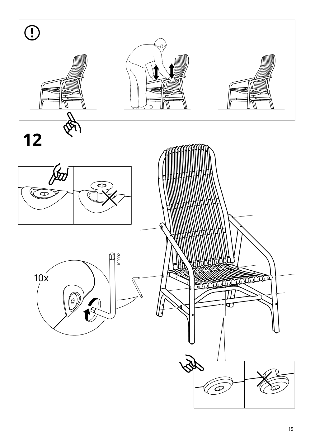 Assembly instructions for IKEA Salnoe armchair rattan | Page 15 - IKEA SALNÖ / GRYTTOM chair with cushion 195.344.13