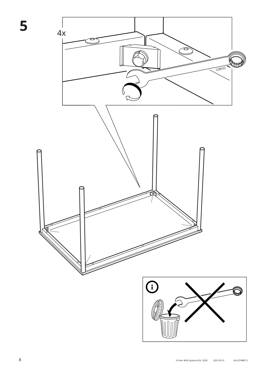 Assembly instructions for IKEA Sandsberg underframe for table top black | Page 8 - IKEA SANDSBERG / SANDSBERG table and 4 chairs 494.204.10