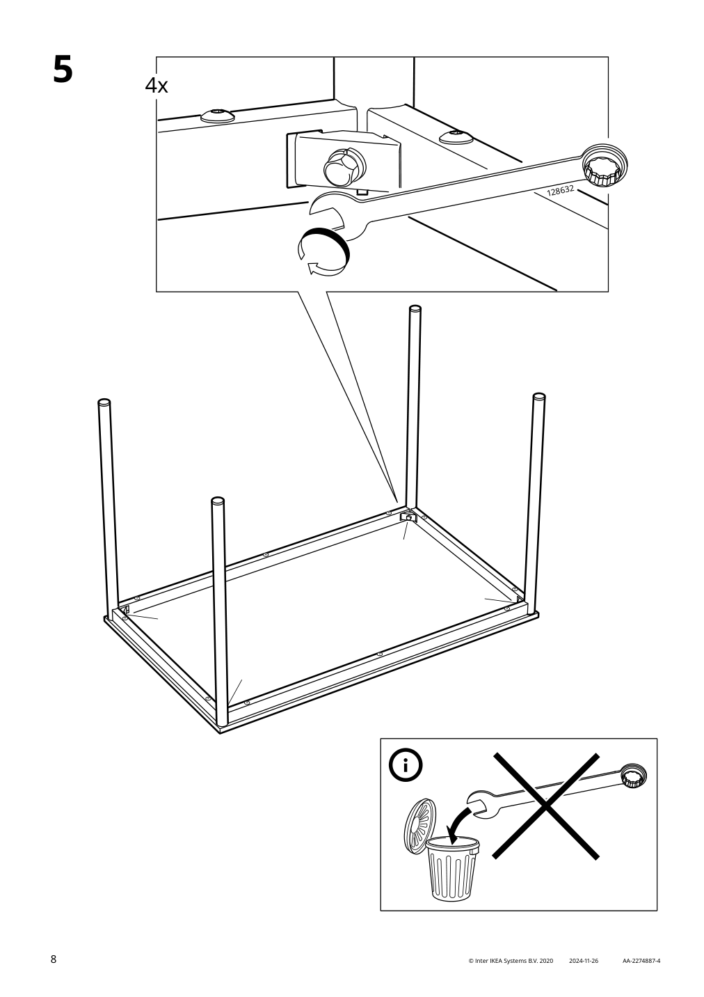 Assembly instructions for IKEA Sandsberg underframe for table top black | Page 8 - IKEA SANDSBERG / ÖSTANÖ table and 4 chairs 095.694.84