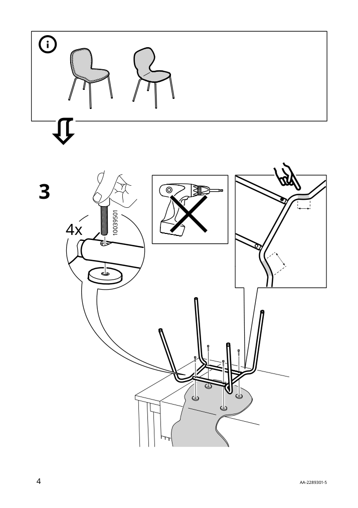 Assembly instructions for IKEA Sefast underframe black | Page 4 - IKEA TOMMARYD / LIDÅS table and 4 chairs 195.090.60