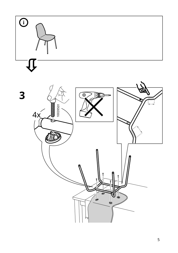 Assembly instructions for IKEA Sefast underframe black | Page 5 - IKEA TOMMARYD / LIDÅS table and 4 chairs 195.090.60