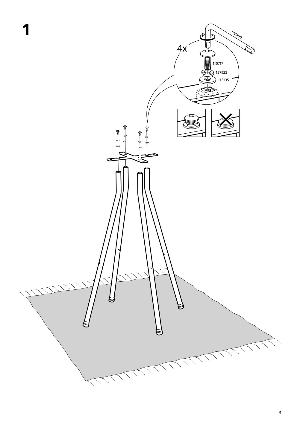 Assembly instructions for IKEA Segeroen bar stool outdoor swivel white beige | Page 3 - IKEA SEGERÖN bar stool, outdoor 905.033.46