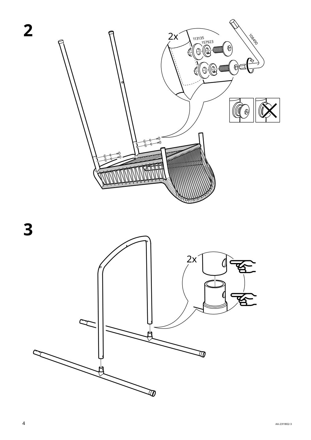 Assembly instructions for IKEA Segeroen bar stool outdoor white beige | Page 4 - IKEA SEGERÖN bar stool, outdoor 905.108.08