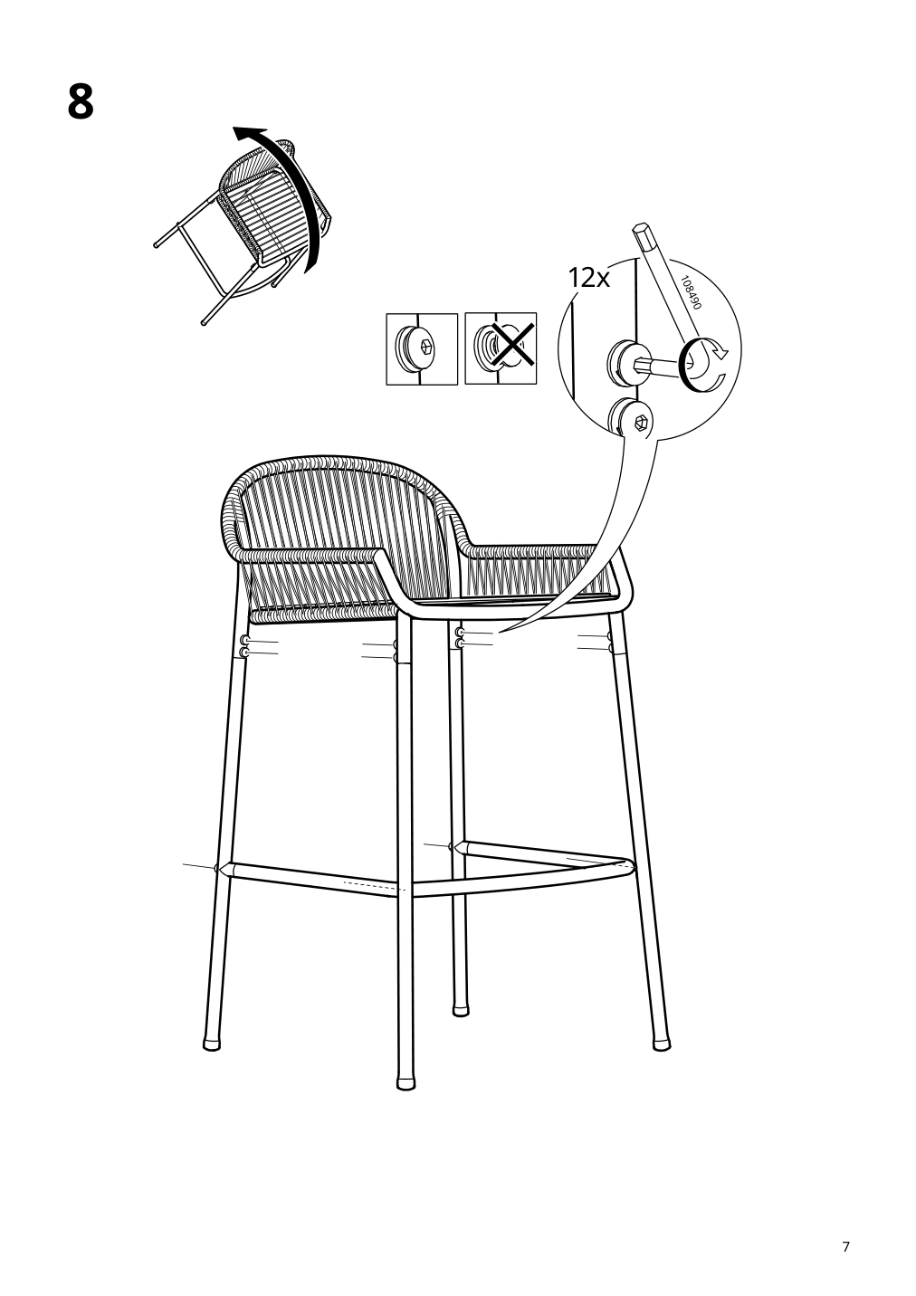 Assembly instructions for IKEA Segeroen bar stool outdoor white beige | Page 7 - IKEA SEGERÖN bar stool, outdoor 905.108.08