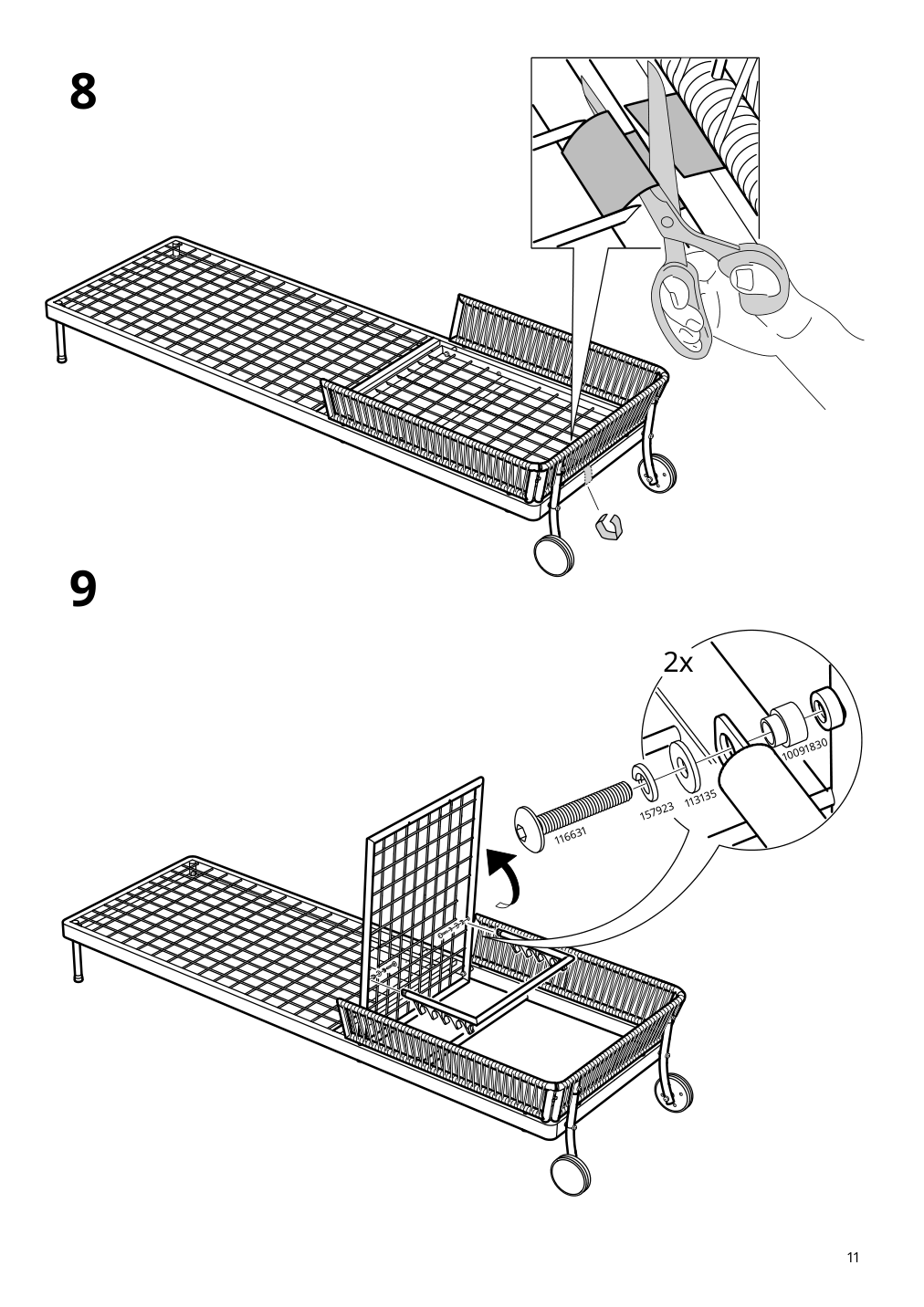 Assembly instructions for IKEA Segeroen chaise white beige | Page 11 - IKEA SEGERÖN chaise 205.107.98