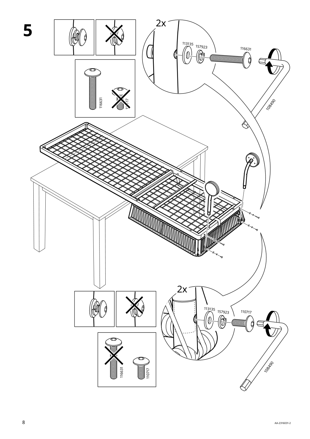 Assembly instructions for IKEA Segeroen chaise white beige | Page 8 - IKEA SEGERÖN chaise 205.107.98