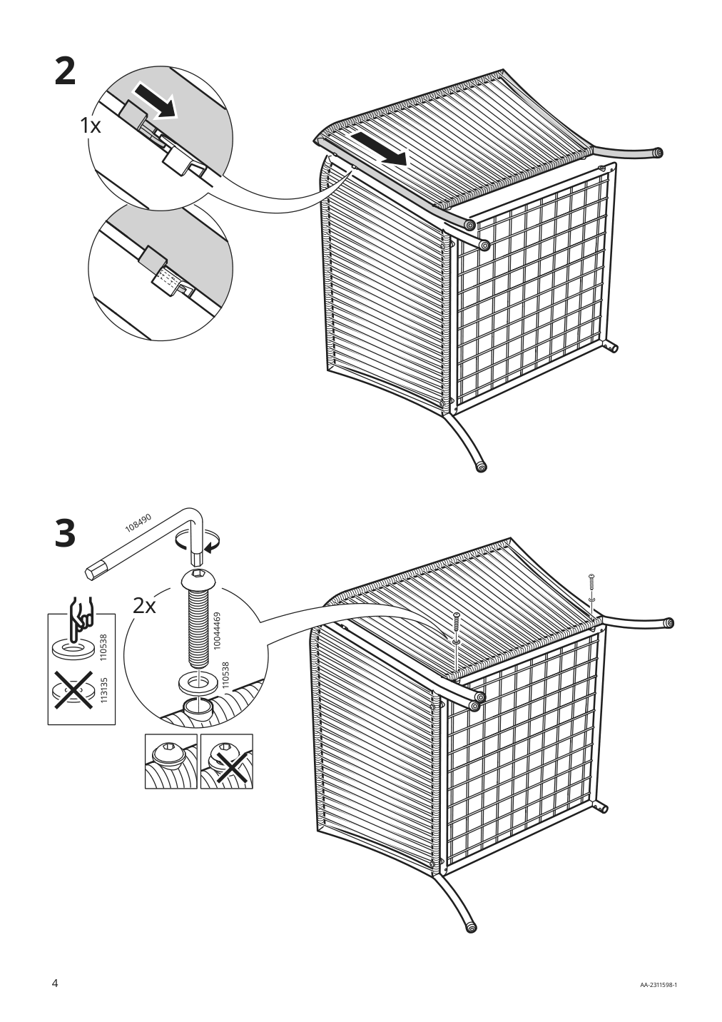 Assembly instructions for IKEA Segeroen corner section outdoor white beige | Page 4 - IKEA SEGERÖN corner section with pad 495.338.60