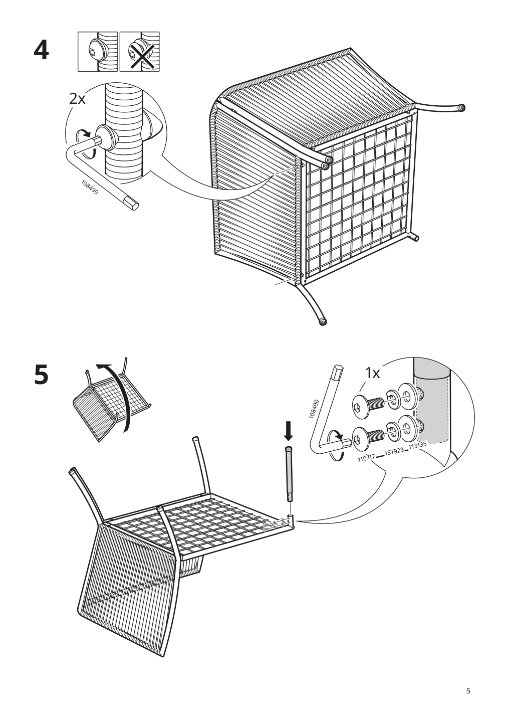 Assembly instructions for IKEA Segeroen corner section outdoor white beige | Page 5 - IKEA SEGERÖN corner section with pad 495.338.60