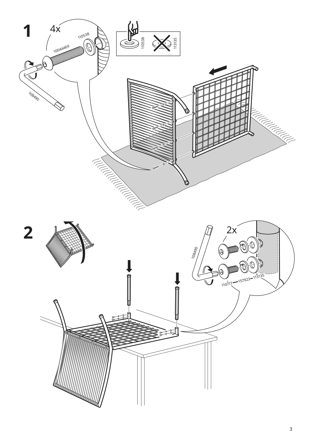 Assembly instructions for IKEA Segeroen one seat section outdoor white beige | Page 3 - IKEA SEGERÖN sectional, 3-seat corner 895.051.72