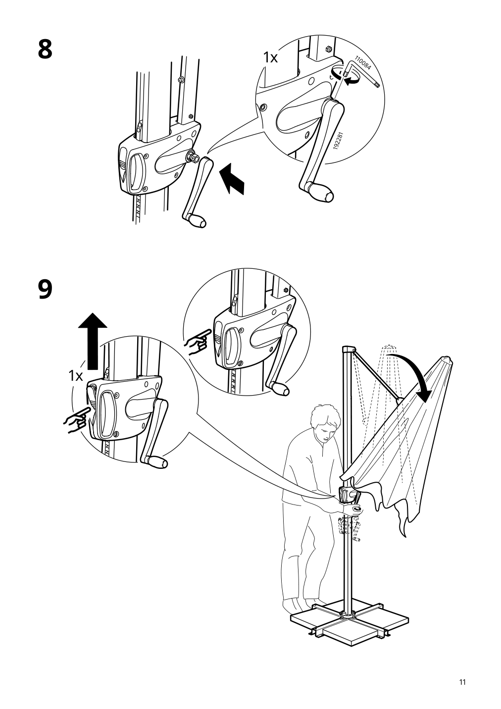 Assembly instructions for IKEA Seglaroe umbrella hanging beige tilting | Page 11 - IKEA SEGLARÖ umbrella, hanging 303.878.68