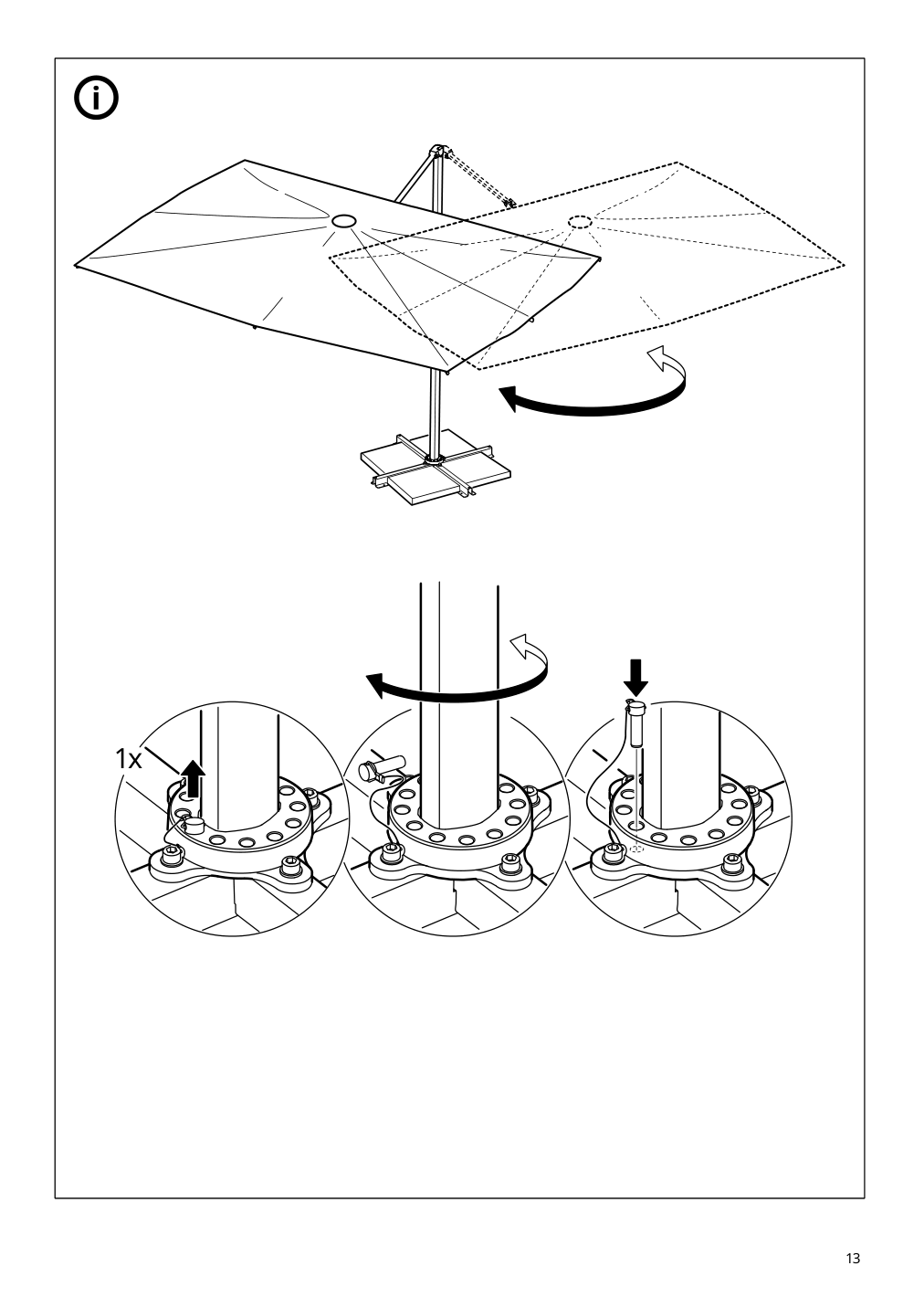 Assembly instructions for IKEA Seglaroe umbrella hanging beige tilting | Page 13 - IKEA SEGLARÖ umbrella, hanging 303.878.68