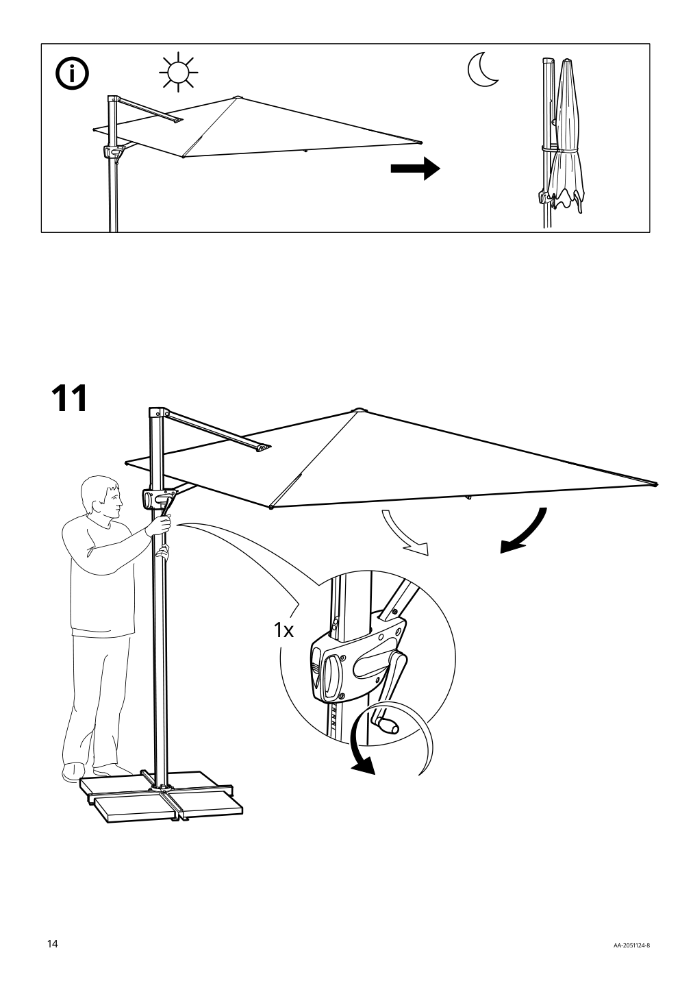 Assembly instructions for IKEA Seglaroe umbrella hanging beige tilting | Page 14 - IKEA SEGLARÖ umbrella, hanging 303.878.68