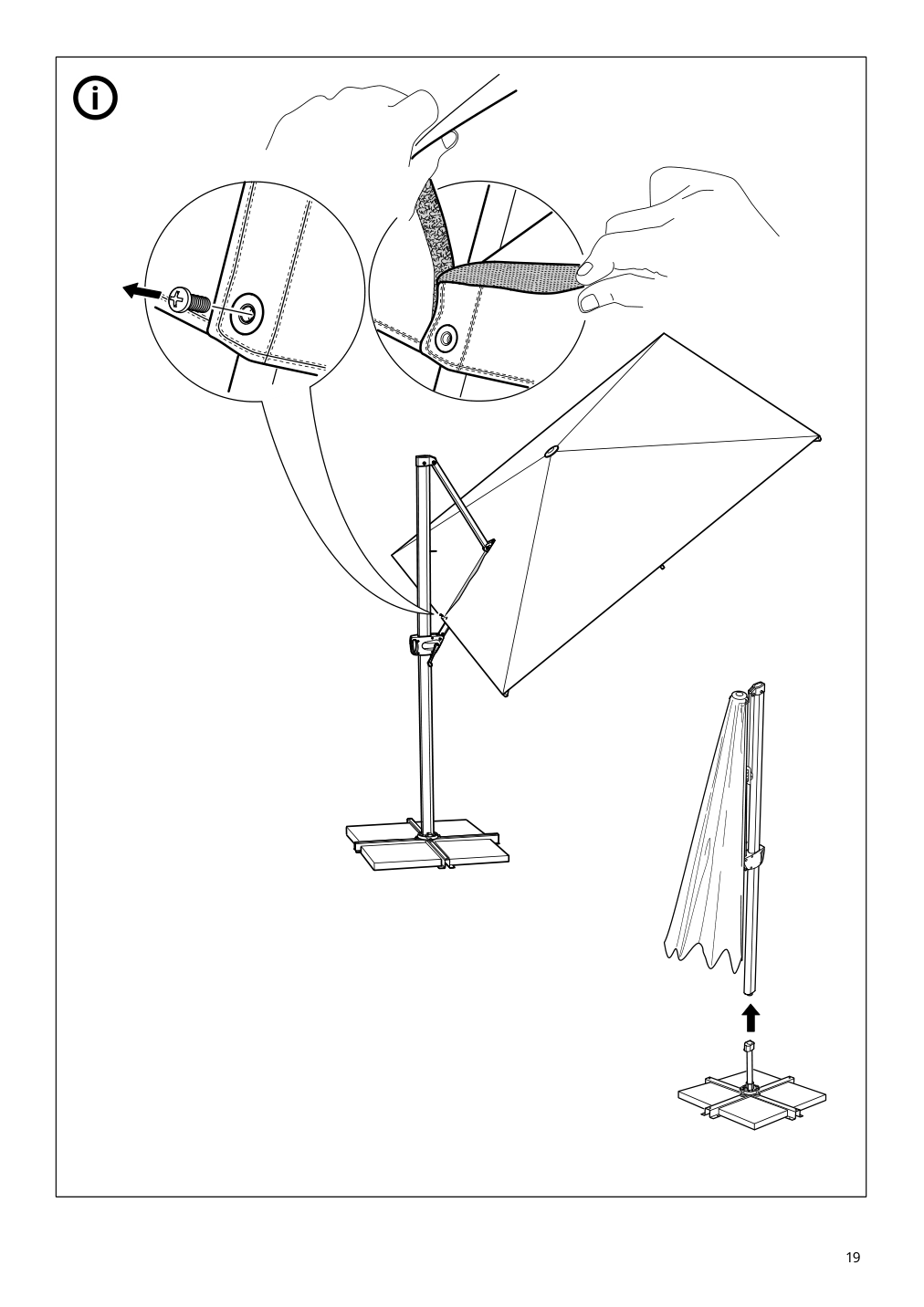 Assembly instructions for IKEA Seglaroe umbrella hanging beige tilting | Page 19 - IKEA SEGLARÖ umbrella, hanging 303.878.68