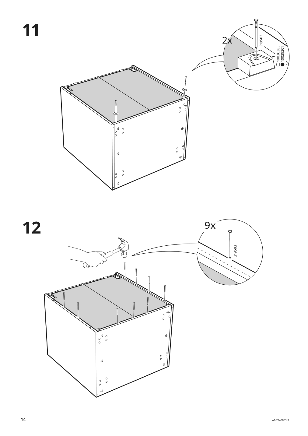 Assembly instructions for IKEA Sektion base cabinet frame white | Page 14 - IKEA SEKTION base cab with 2 fronts/3 drawers 991.590.53