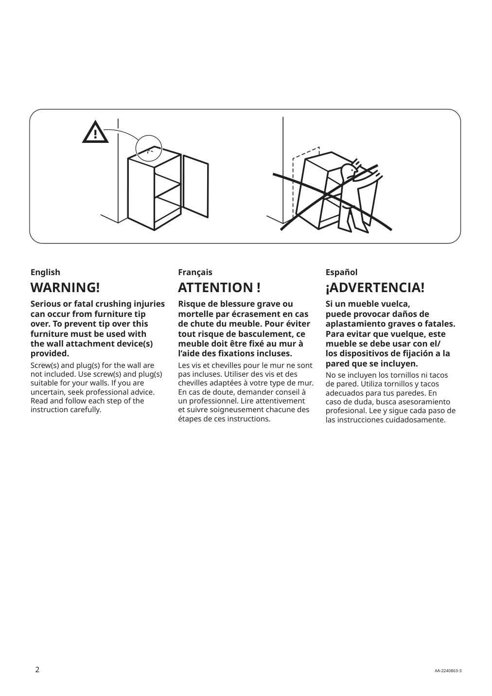 Assembly instructions for IKEA Sektion base cabinet frame white | Page 2 - IKEA SEKTION base cabinet with wire baskets 494.681.43