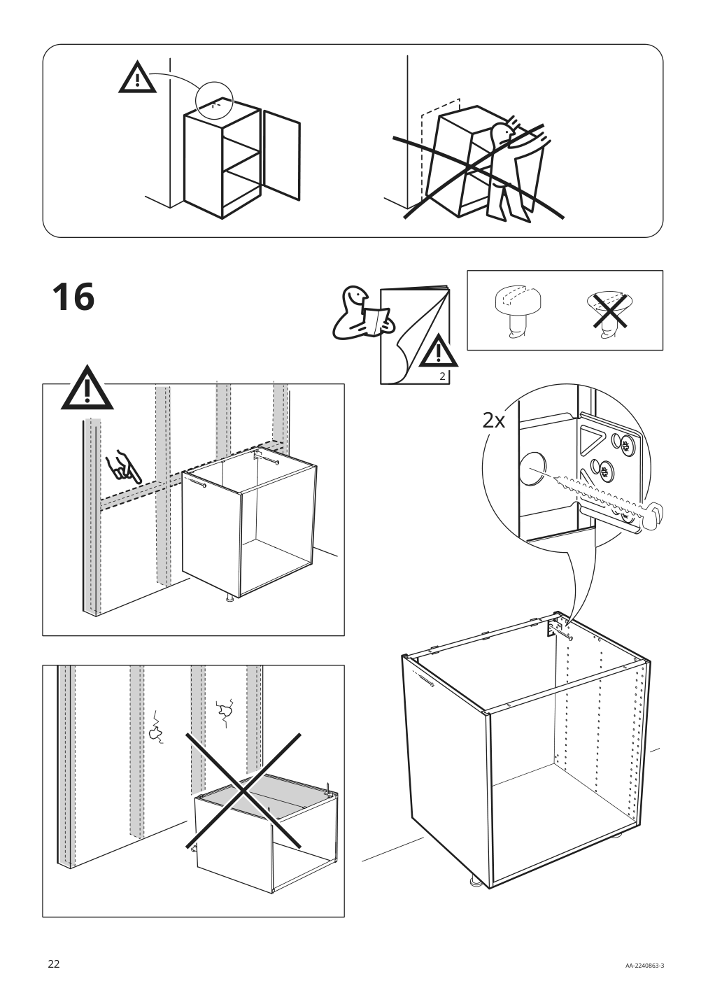 Assembly instructions for IKEA Sektion base cabinet frame white | Page 22 - IKEA SEKTION base cabinet with wire baskets 394.583.28