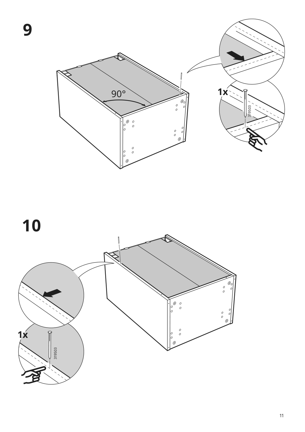 Assembly instructions for IKEA Sektion base cabinet frame white | Page 11 - IKEA SEKTION / MAXIMERA base cabinet w/1 door & 3 drawers 993.219.88