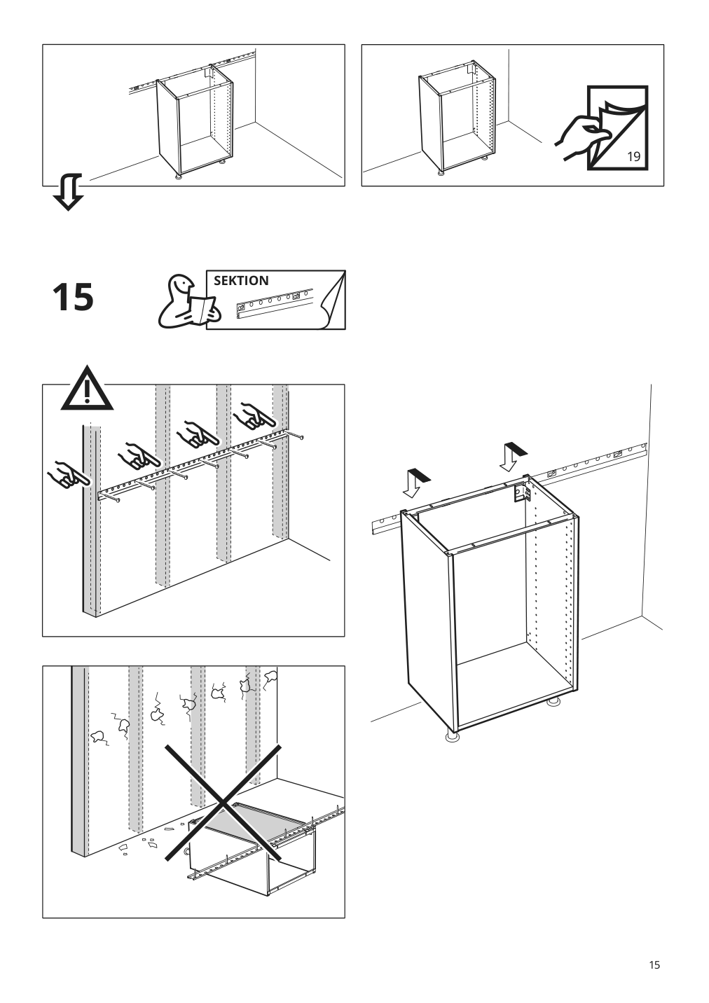 Assembly instructions for IKEA Sektion base cabinet frame white | Page 15 - IKEA SEKTION / MAXIMERA base cabinet with 2 drawers 593.190.39