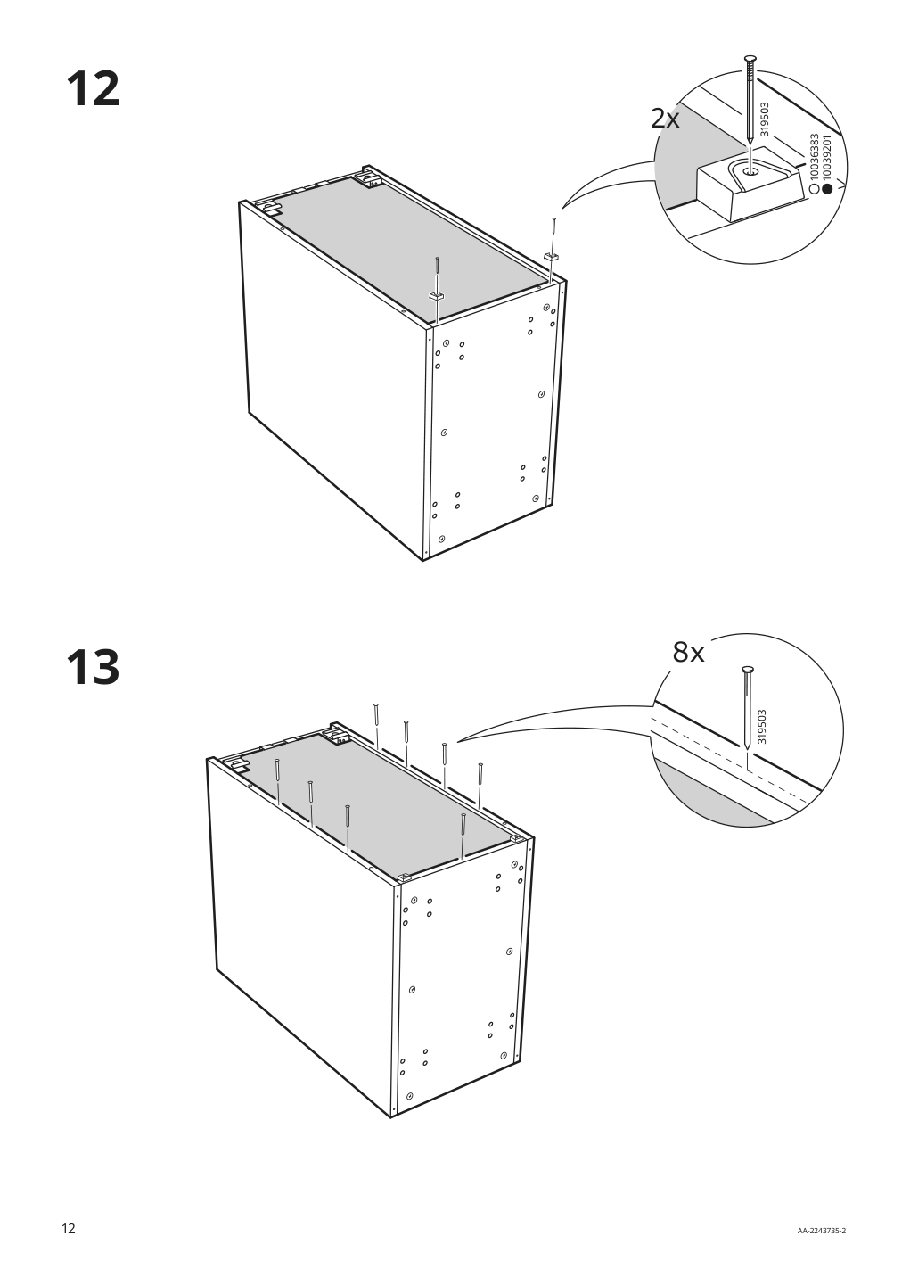 Assembly instructions for IKEA Sektion base cabinet frame white | Page 12 - IKEA SEKTION / MAXIMERA base cab with 2 fronts/3 drawers 293.187.10