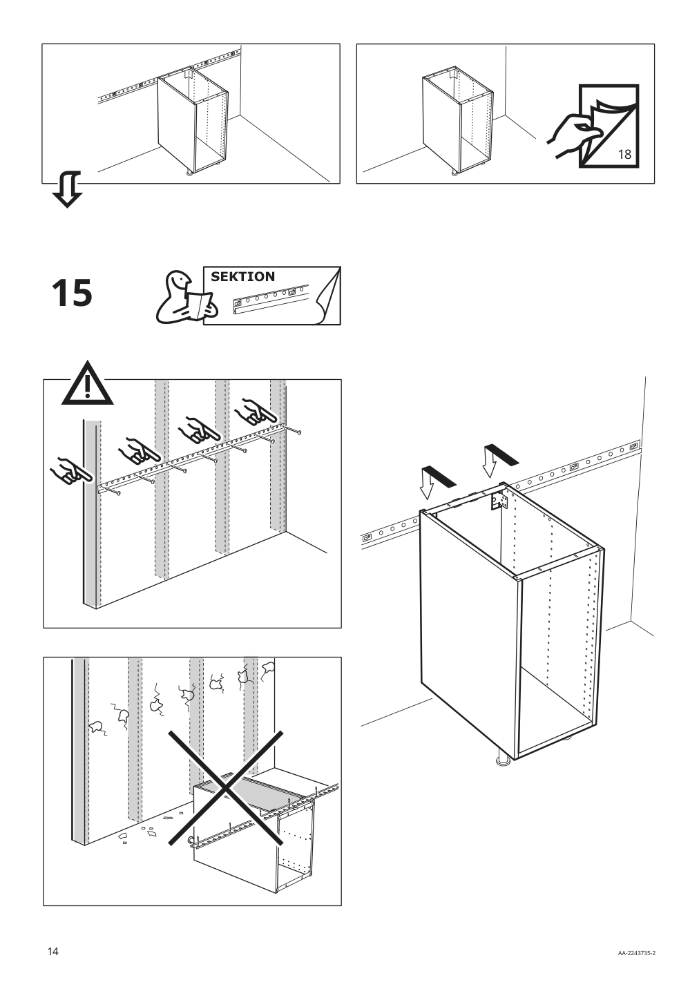 Assembly instructions for IKEA Sektion base cabinet frame white | Page 14 - IKEA SEKTION base cabinet with wire baskets 194.647.59