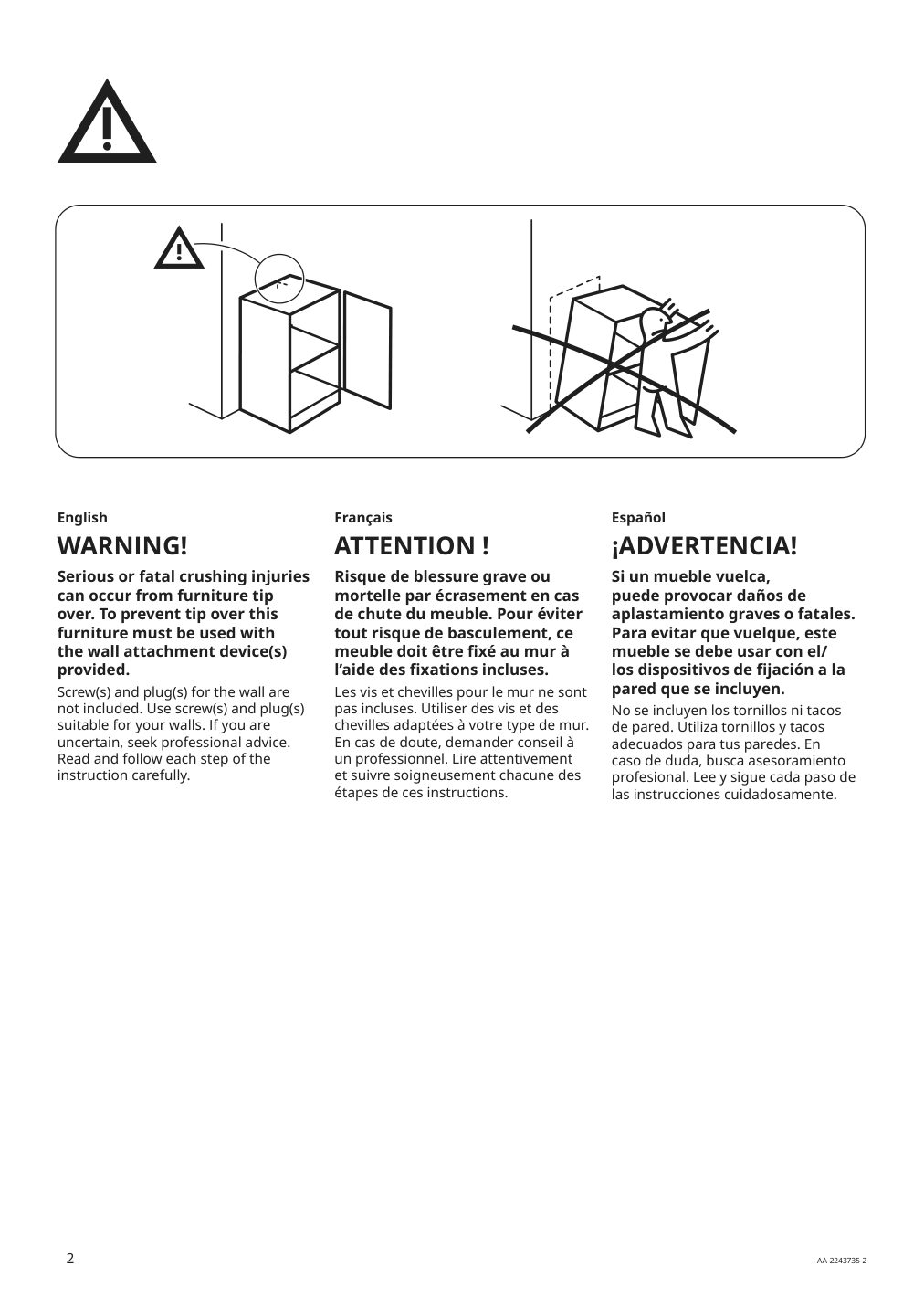 Assembly instructions for IKEA Sektion base cabinet frame white | Page 2 - IKEA SEKTION / MAXIMERA base cabinet w/3 fronts & 4 drawers 993.188.63