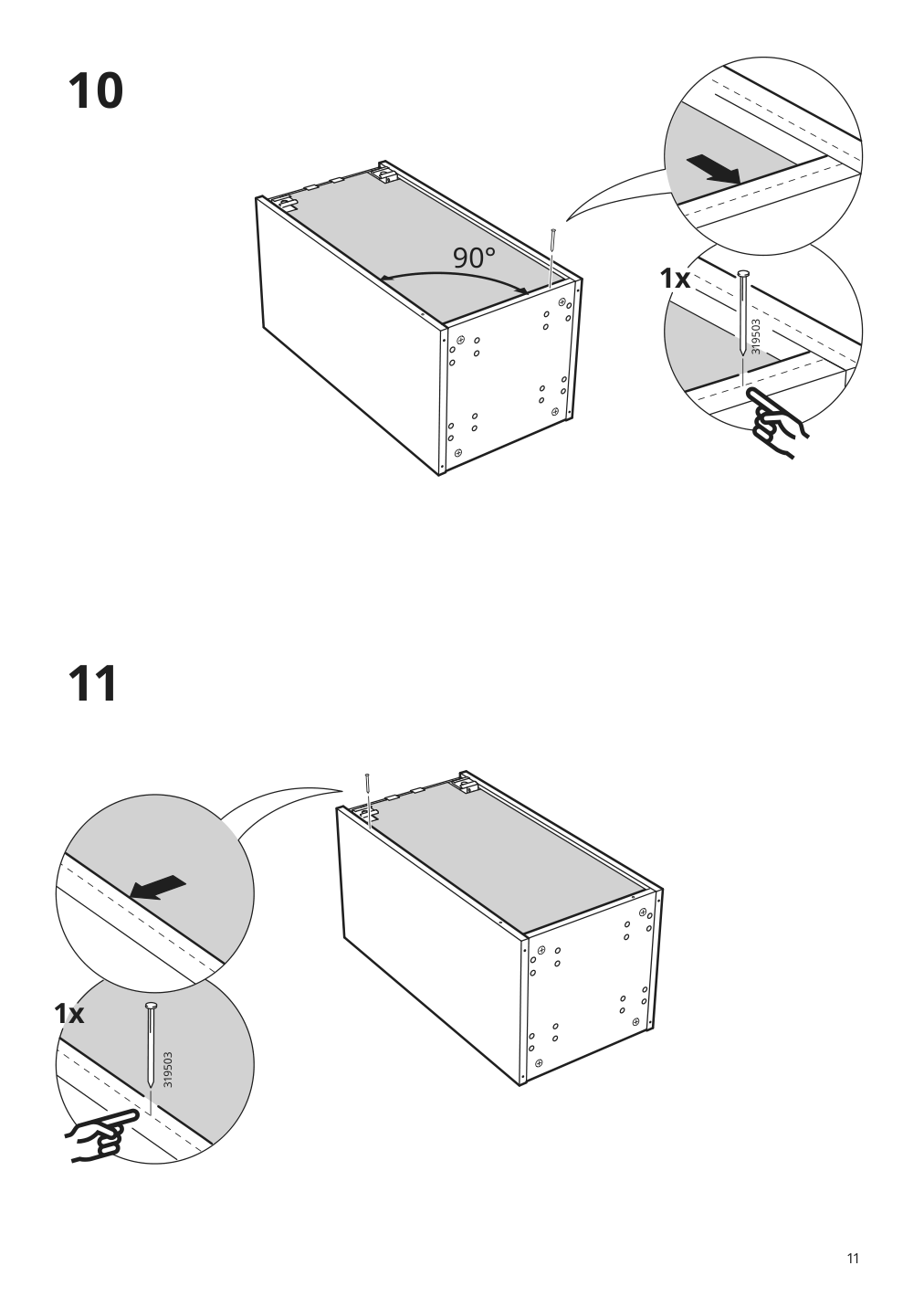 Assembly instructions for IKEA Sektion base cabinet frame white | Page 11 - IKEA SEKTION / MAXIMERA base cabinet with 3 drawers 593.085.64