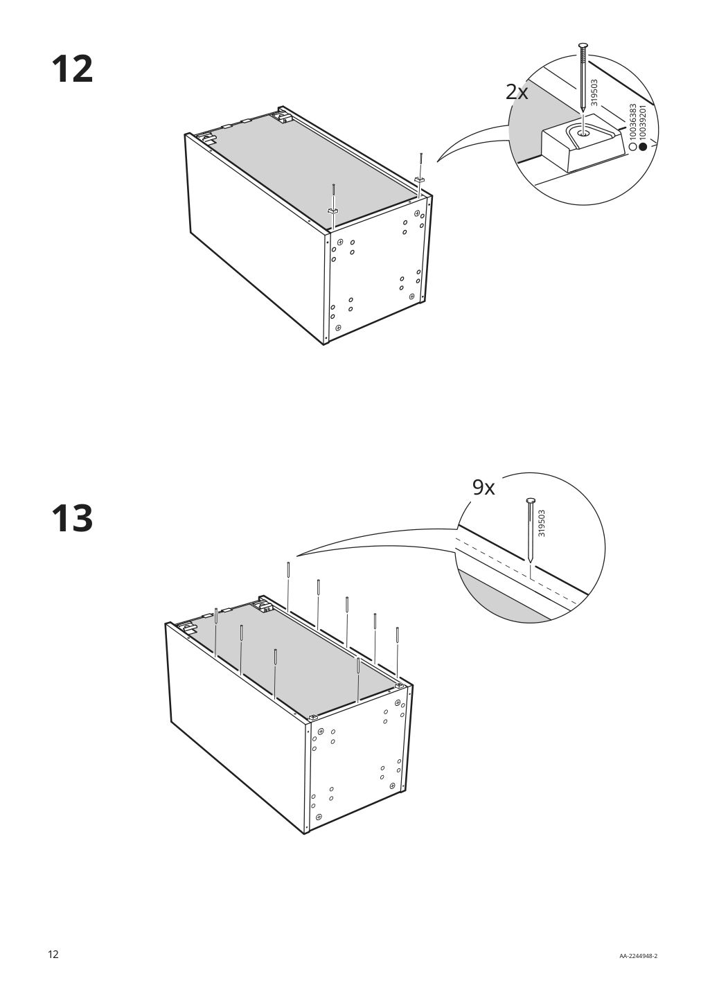 Assembly instructions for IKEA Sektion base cabinet frame white | Page 12 - IKEA SEKTION / MAXIMERA base cabinet with 3 drawers 593.085.64