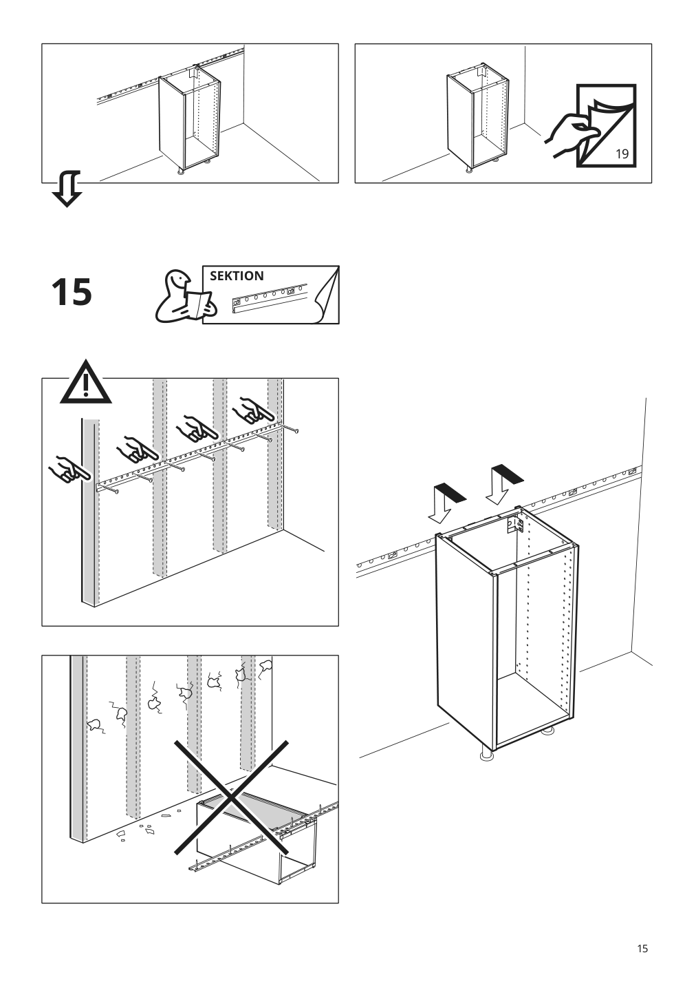 Assembly instructions for IKEA Sektion base cabinet frame white | Page 15 - IKEA SEKTION / MAXIMERA base cabinet with 3 drawers 593.085.64