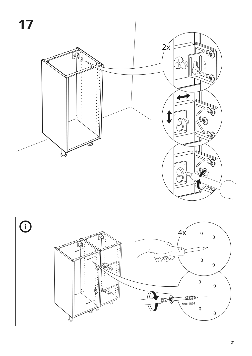 Assembly instructions for IKEA Sektion base cabinet frame white | Page 21 - IKEA SEKTION / MAXIMERA base cabinet with 3 drawers 593.085.64