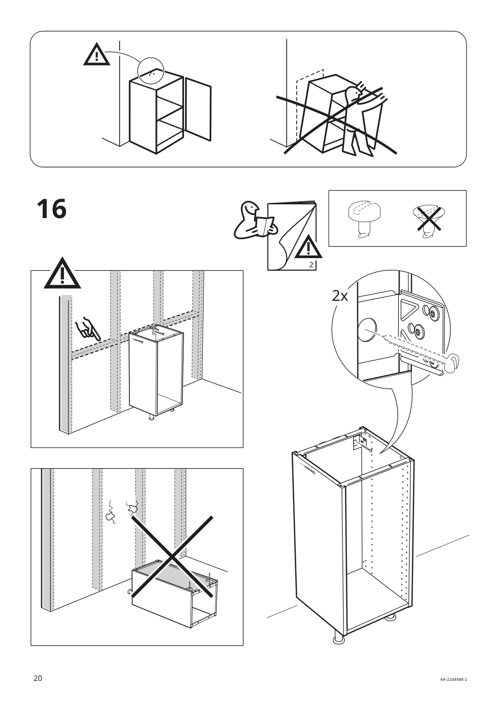 Assembly instructions for IKEA Sektion base cabinet frame white | Page 20 - IKEA SEKTION / MAXIMERA base cabinet with 1 door/3 drawers 193.655.75