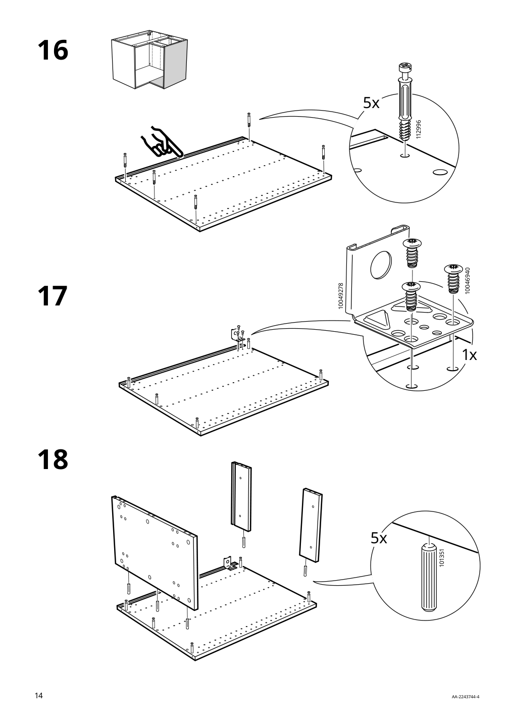 Assembly instructions for IKEA Sektion base corner cabinet frame white | Page 14 - IKEA SEKTION corner base cabinet with carousel 293.394.06