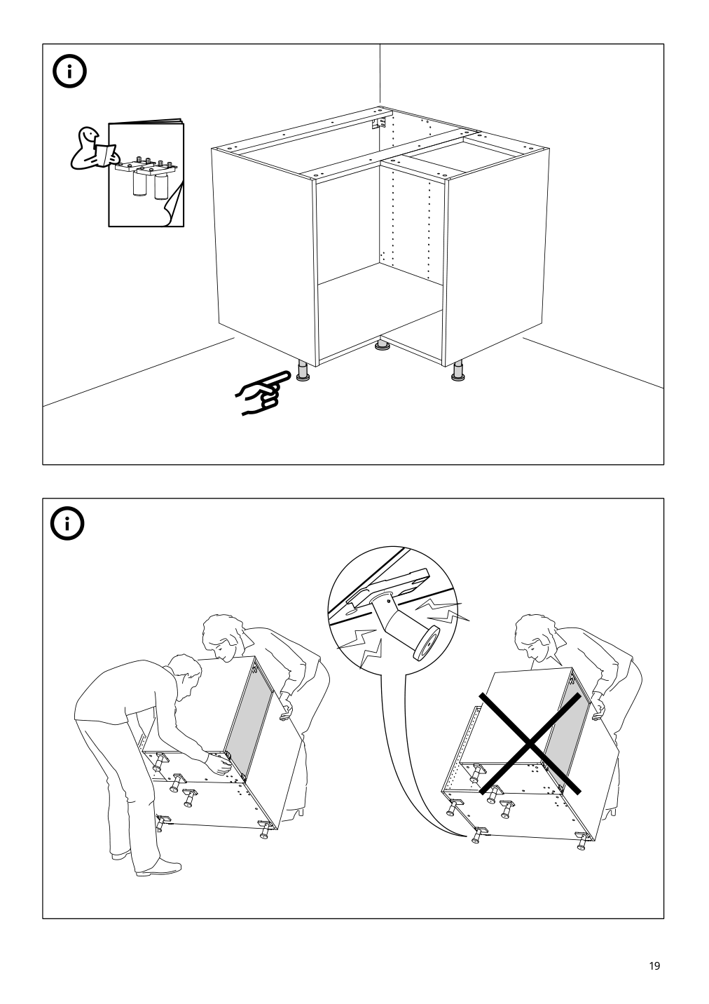 Assembly instructions for IKEA Sektion base corner cabinet frame white | Page 19 - IKEA SEKTION corner base cabinet with carousel 193.774.46