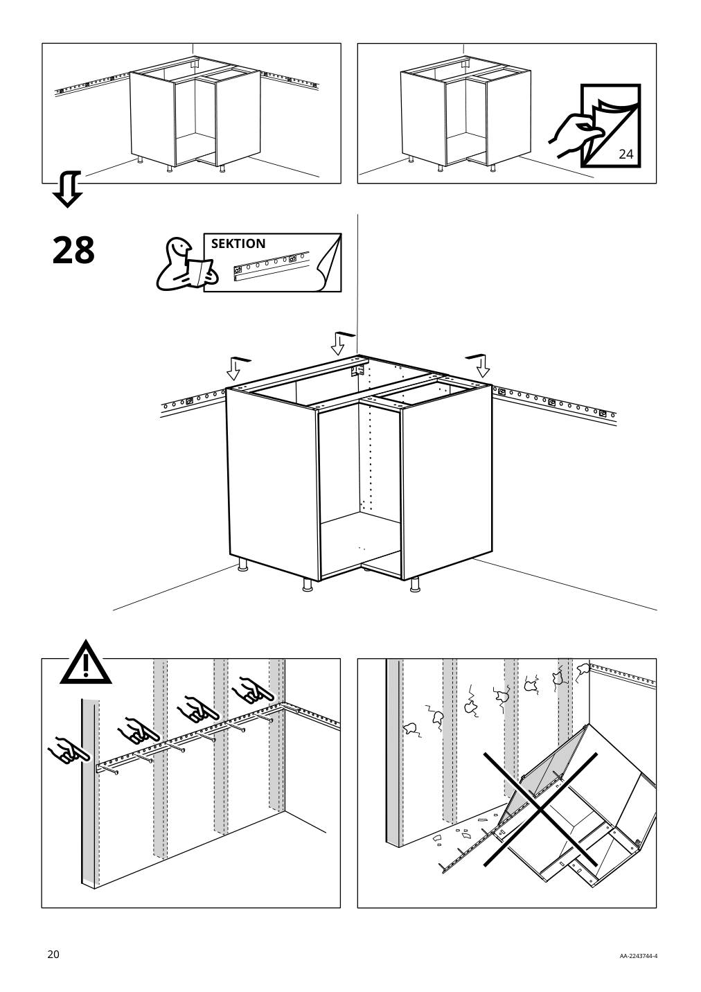 Assembly instructions for IKEA Sektion base corner cabinet frame white | Page 20 - IKEA SEKTION corner base cabinet with carousel 293.394.06