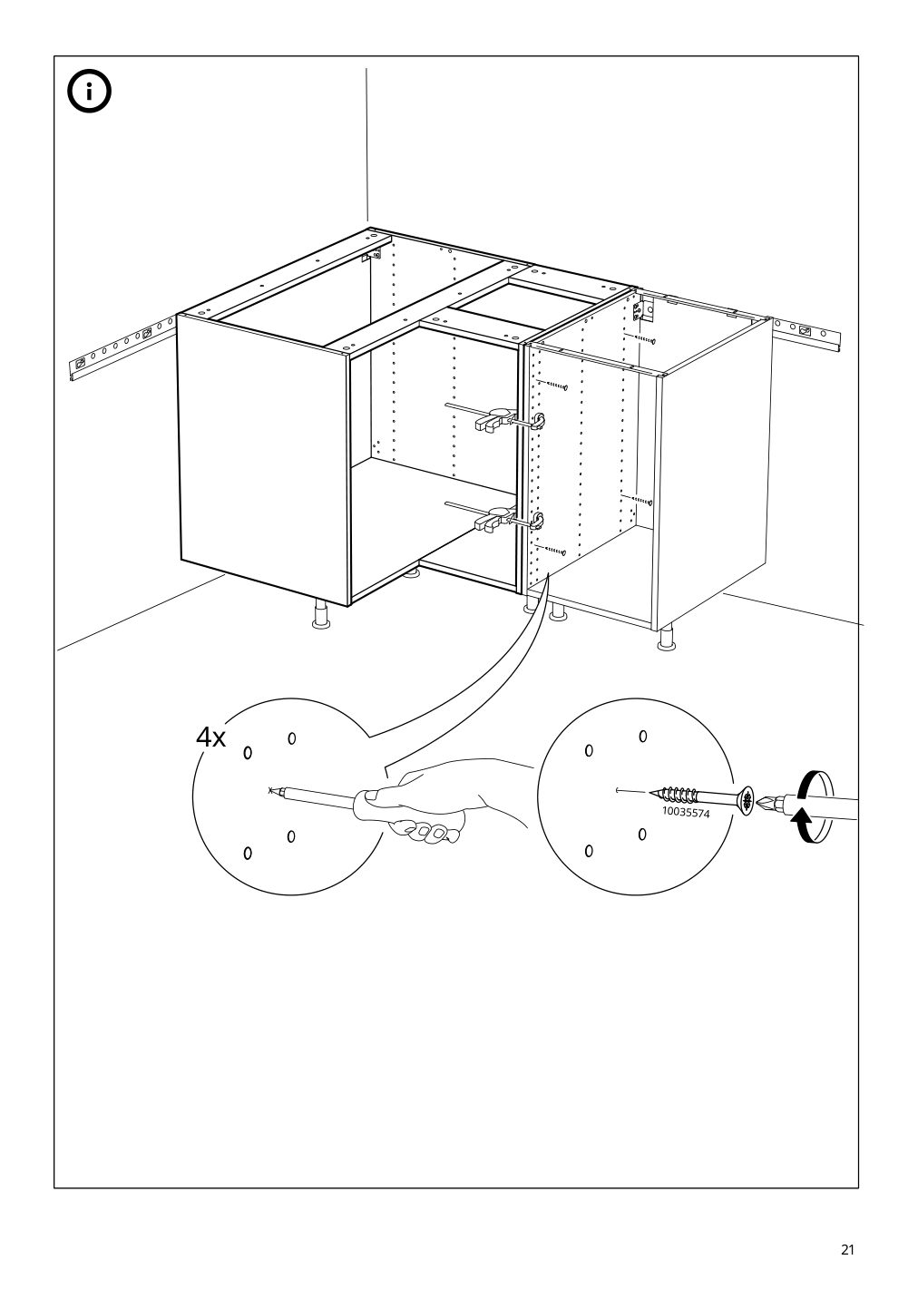 Assembly instructions for IKEA Sektion base corner cabinet frame white | Page 21 - IKEA SEKTION corner base cabinet with carousel 493.222.97