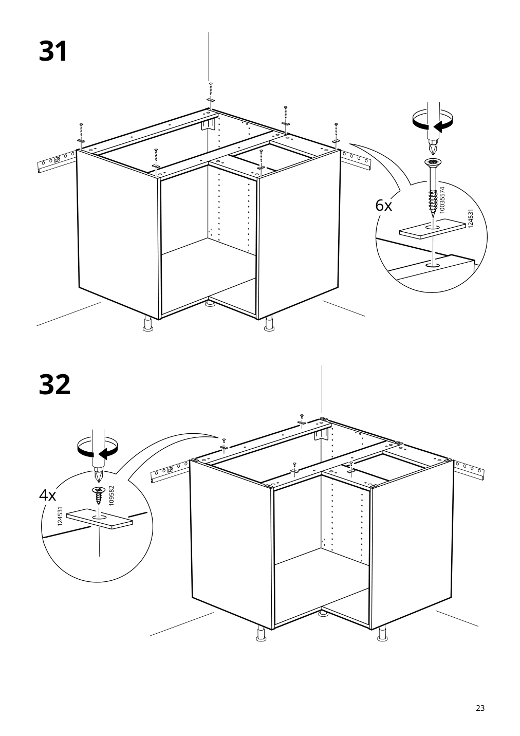 Assembly instructions for IKEA Sektion base corner cabinet frame white | Page 23 - IKEA SEKTION corner base cabinet with carousel 493.222.97