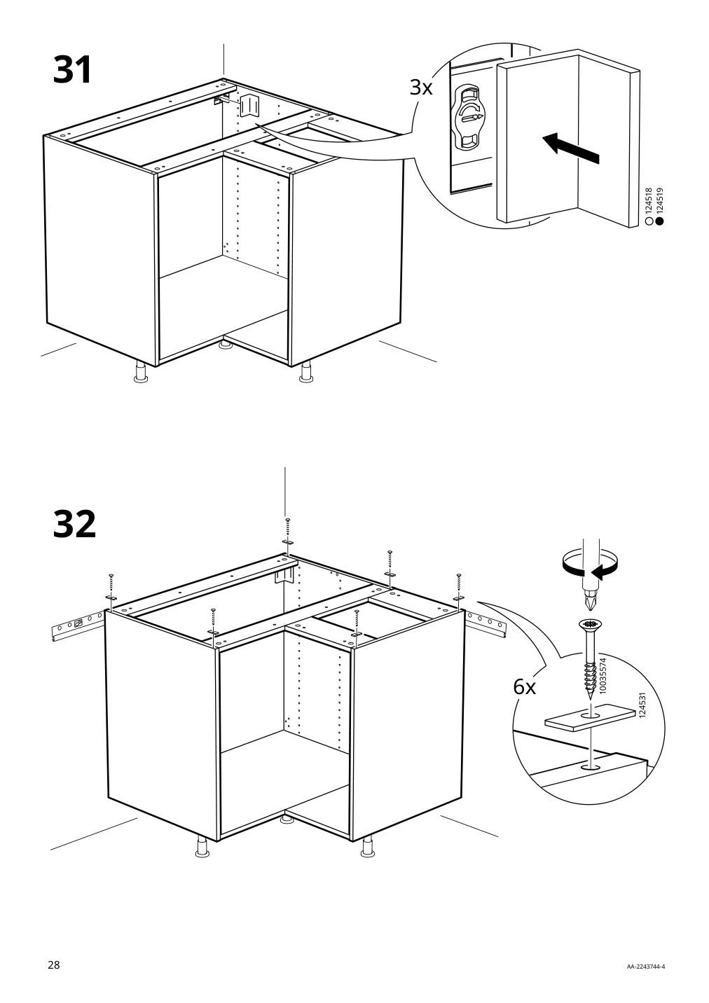 Assembly instructions for IKEA Sektion base corner cabinet frame white | Page 28 - IKEA SEKTION corner base cabinet with carousel 193.774.46