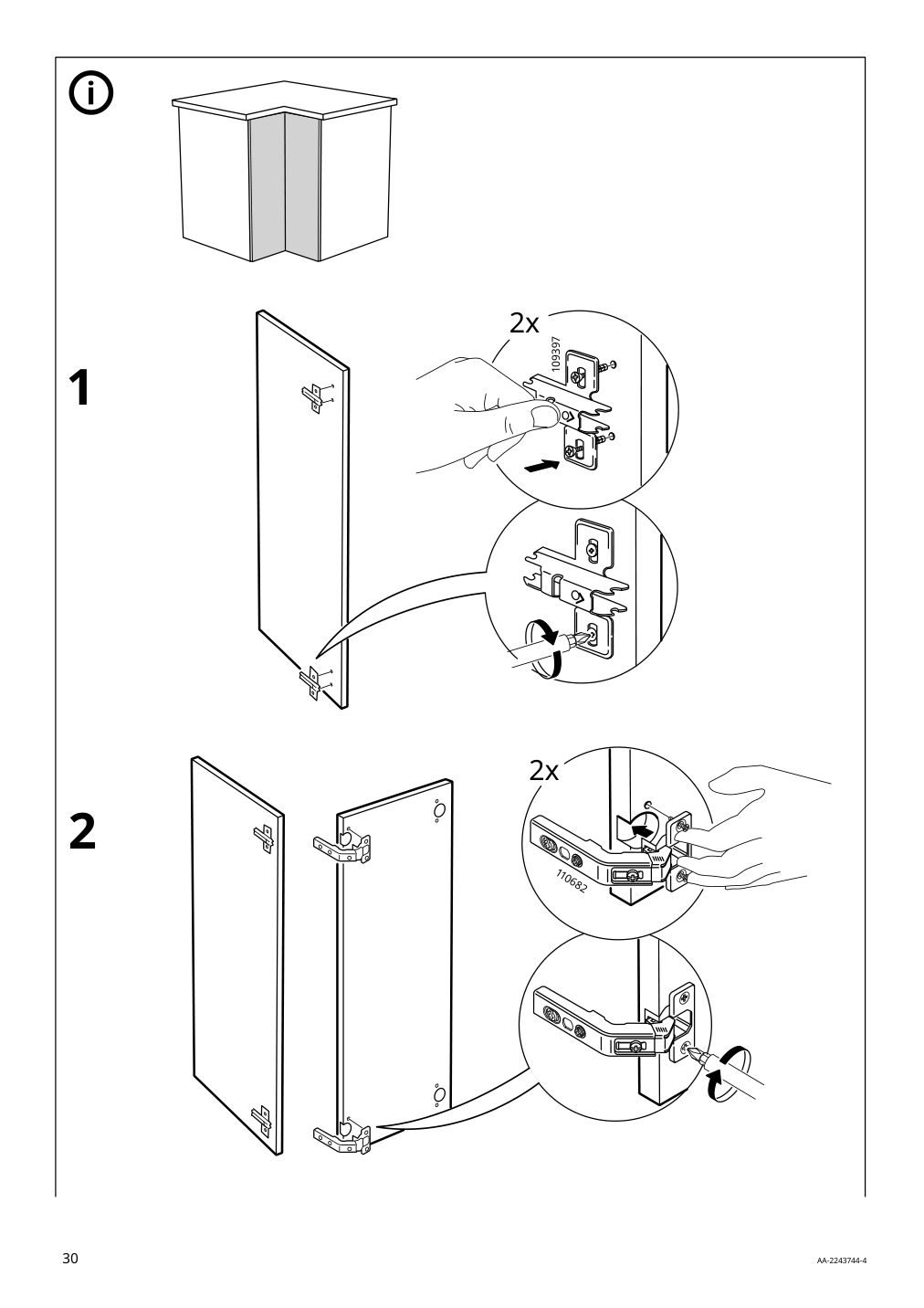 Assembly instructions for IKEA Sektion base corner cabinet frame white | Page 30 - IKEA SEKTION corner base cabinet with carousel 493.222.97