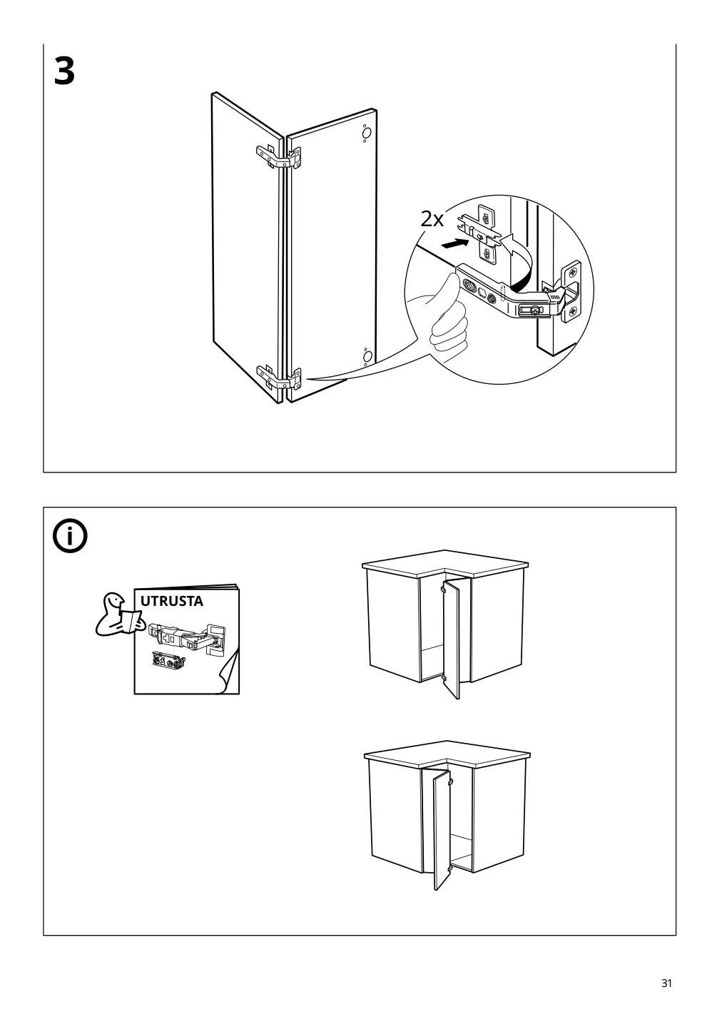 Assembly instructions for IKEA Sektion base corner cabinet frame white | Page 31 - IKEA SEKTION corner base cabinet with carousel 793.839.58